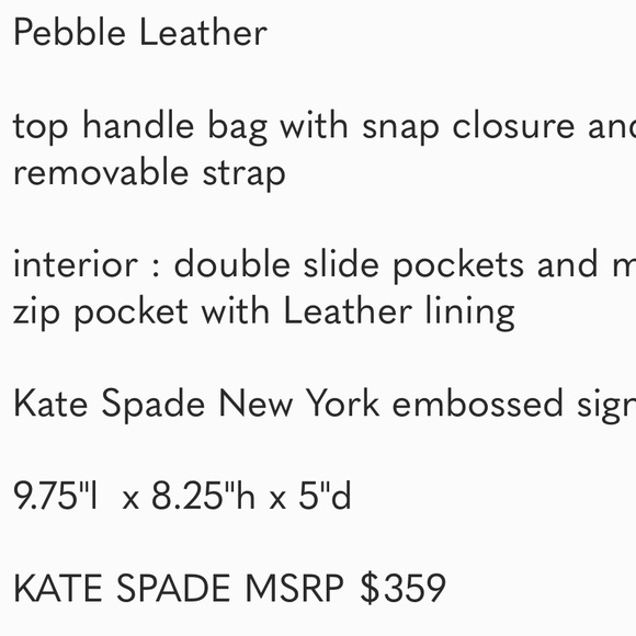 LOW START Kate Spade Gwyn Pershing Street Satchel Grey Pebble Leather $359 - Picture 15 of 15